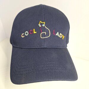 Cool Cat Lady Sonoma Womens Adjustable Baseball Cap Navy Embroidered 100% Cotton